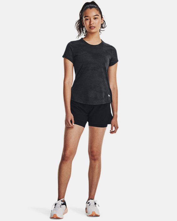 Women's UA Streaker Speed Camo Short Sleeve in Black image number 2